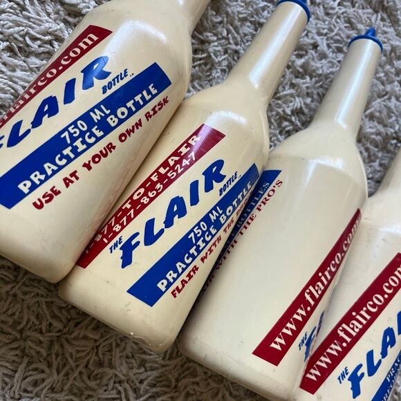 Set Of 4 The Flair Bartender Practice & Performance Bottles Official Brand - Picture 4 of 8